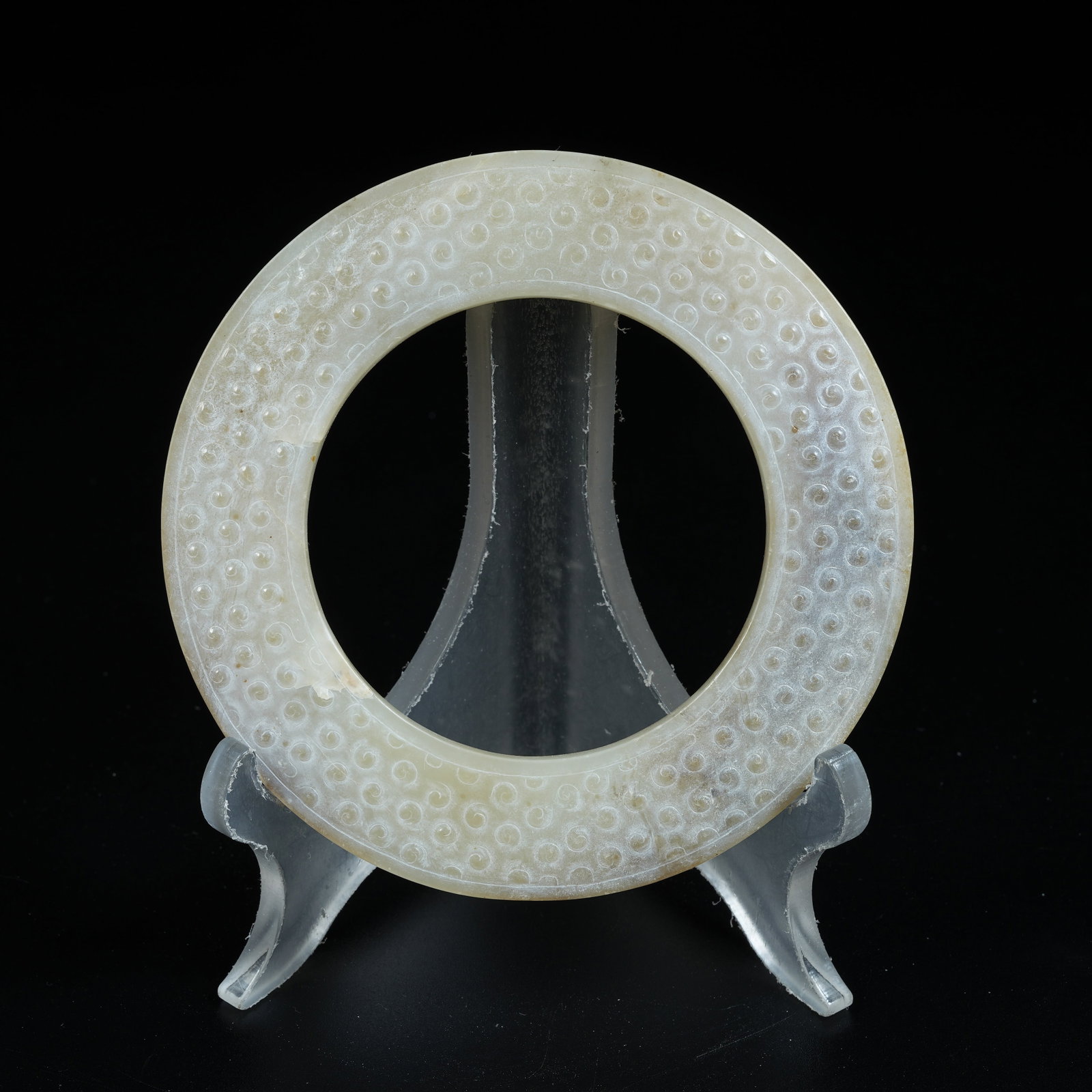A ANCIENT JADE YUAN RING WITH GRAIN PATTERNS - 8