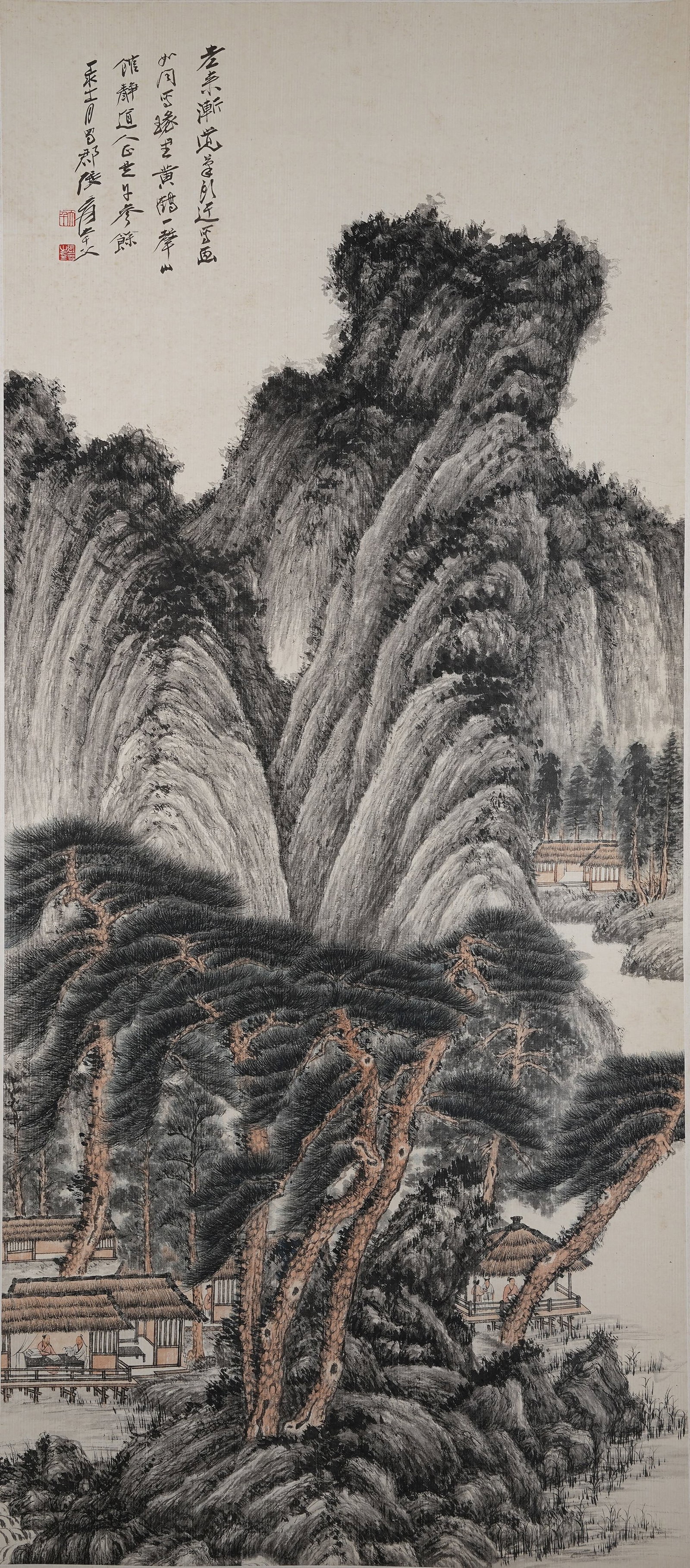 A LANDSCAPE PAINTING ON PAPER BY ZHANG DAQIAN.張大千: Landscape Painting on Paper by Zhang Daqian.張大千