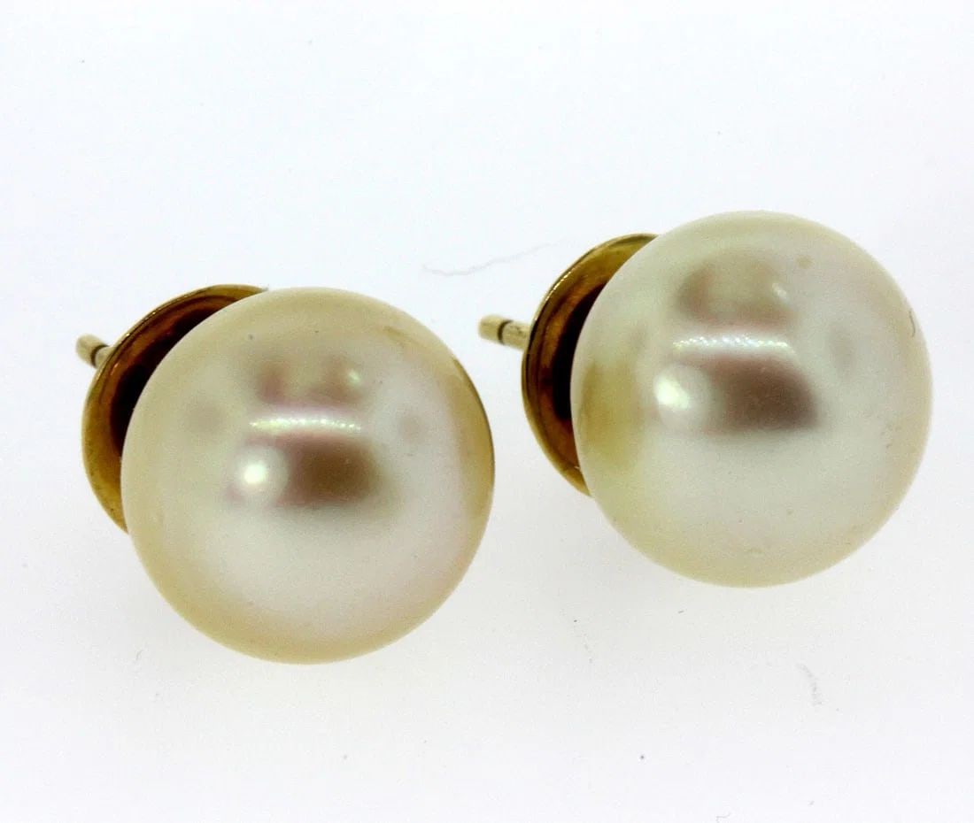 NATURAL SOUTH-SEA PEARL EARRINGS WITH 14CT GOLD MOUNTS (PAIR) (1 of 2)
