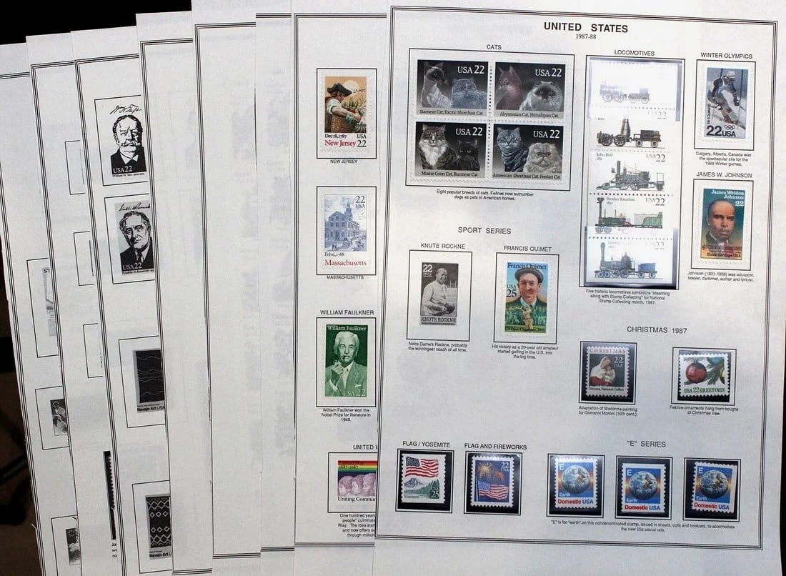 U.S.A. SELECTION OF STAMPS ISSUED BETWEEN 1986 - 1988, MINT CONDITION (177 STAMPS) (1 of 1)