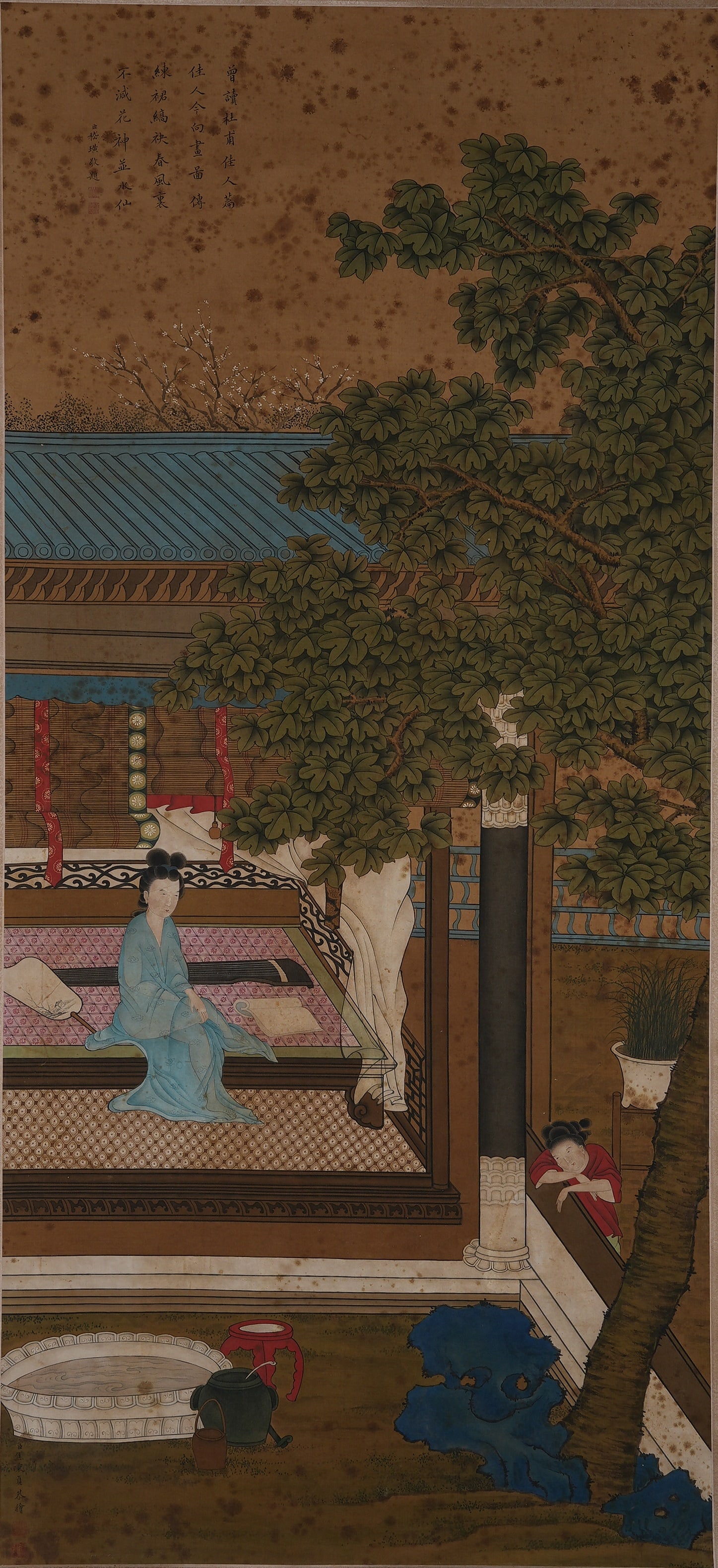 A BEAUTY PAINTING ON SILK BY JIAO BINGZHEN.焦秉貞: Beauty Painting on Silk by Jiao Bingzhen.焦秉貞