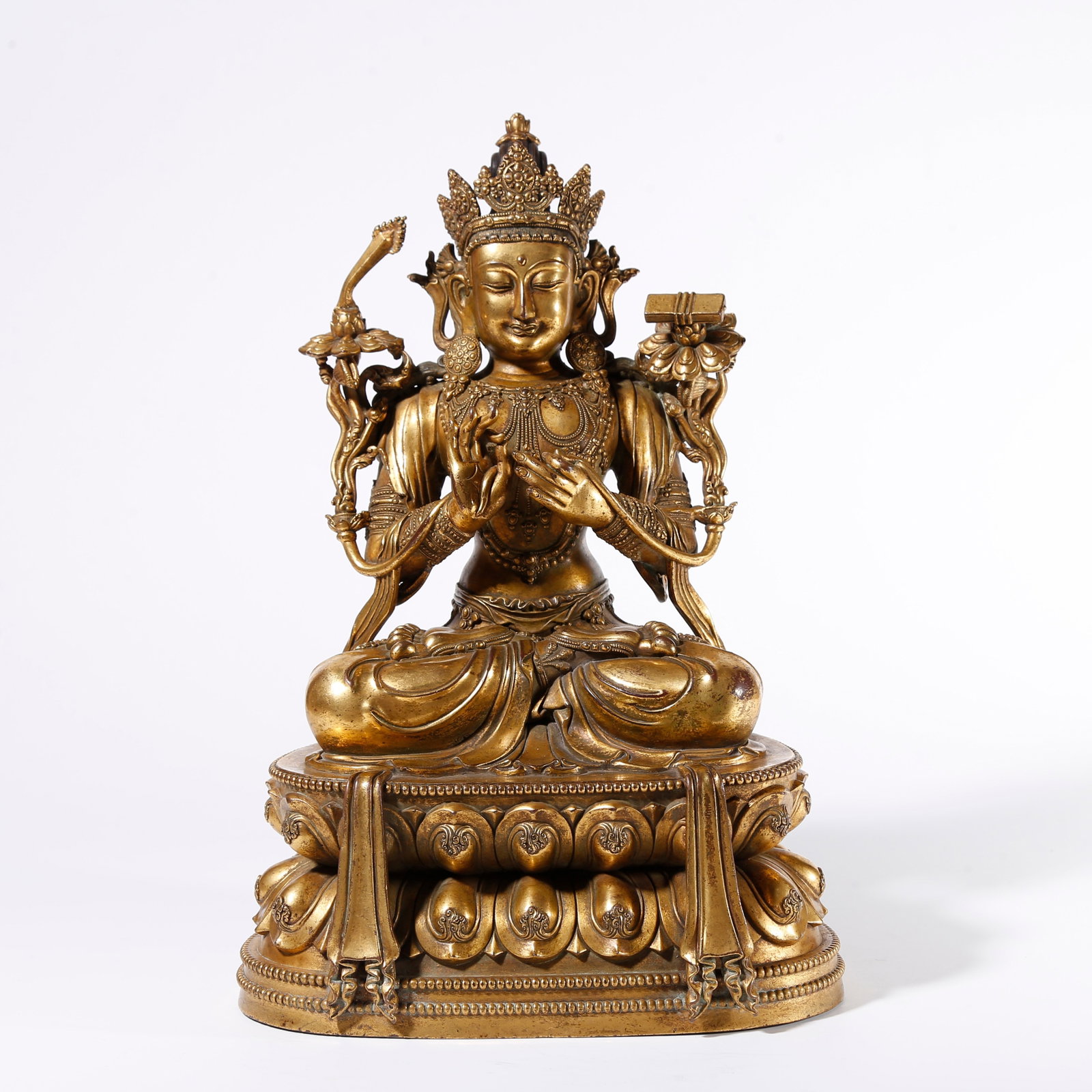 A GILT BRONZE MANJUSHRI BODHISATTVA STATUE (1 of 9)