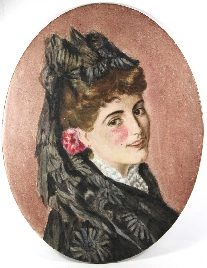 19TH CENTURY PORTRAIT OF A SPANISH LADY PAINTED ON PORCELAIN: 19th Century Portrait of a Spanish Lady painted on porcelain