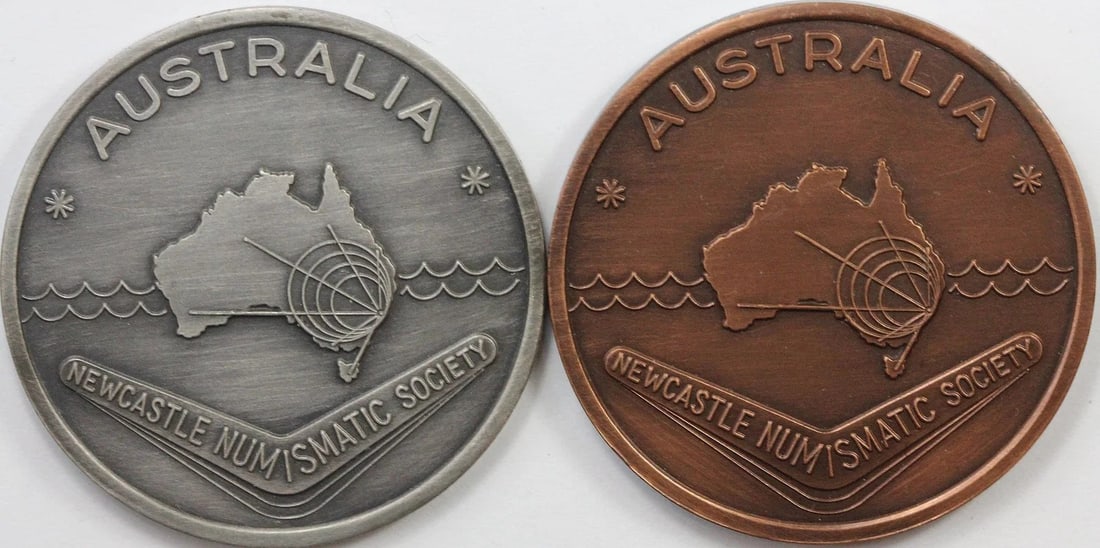 AUSTRALIA NEWCASTLE NUMISMATIC SOCIETY 1966 'LSD TO DOLLARS AND CENTS' MEDALS UNCIRCULATED (2 MEDAL): Australia Newcastle Numismatic Society 1966 'LSD to Dollars and Cents' Medals Uncirculated (2 medal)