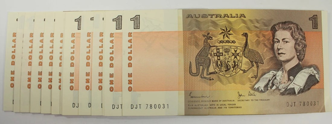 AUSTRALIA 'JOHNSTON - STONE' $1'S, UNCIRCULATED (24 NOTES): Australia 'Johnston - Stone' $1's, Uncirculated (24 notes)
