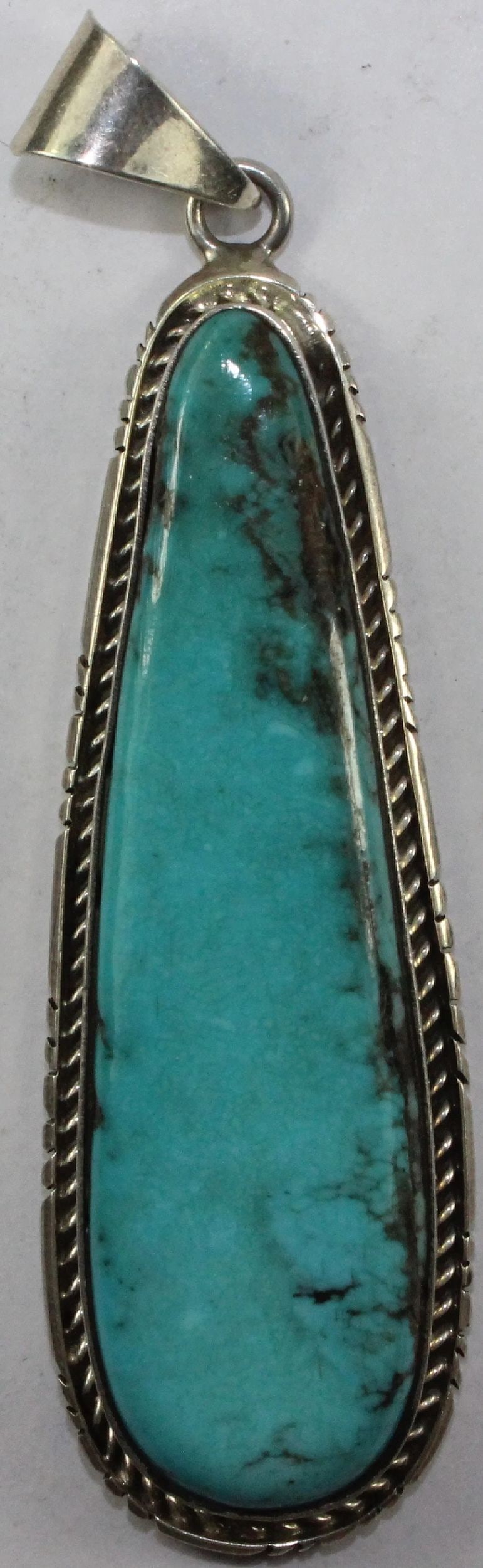 TURQUOISE DROP PENDANT IN STERLING (925) SILVER (925): Turquoise Drop Pendant in Sterling (925) Silver (925)