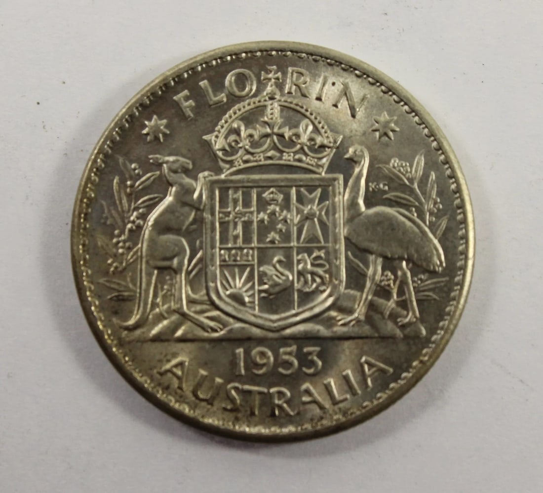 AUSTRALIA 1953 FLORIN, BRILLIANT CHOICE UNCIRCULATED (1 of 2)