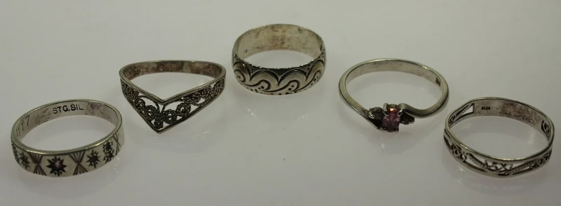 STERLING (925) SILVER RINGS (5 ITEMS) (1 of 3)