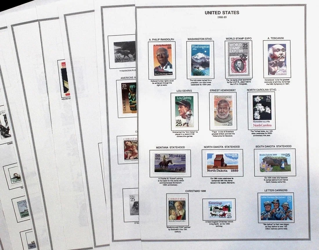 U.S.A. SELECTION OF STAMPS ISSUED BETWEEN 1988 - 1990, MINT CONDITION (155 STAMPS) (1 of 1)