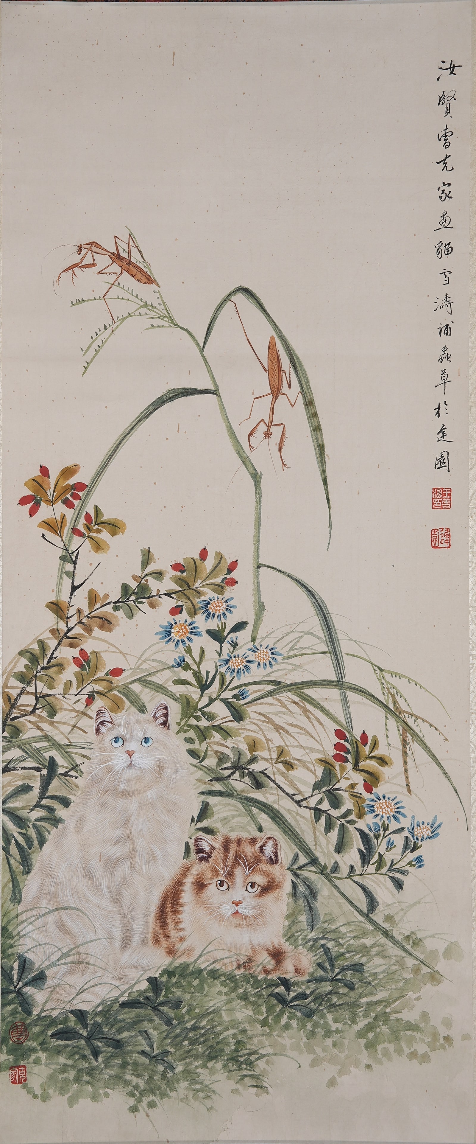 A LONGEVITY PAINTING ON PAPER BY WANG XUETAO.王雪濤: Longevity Painting on Paper by Wang Xuetao.王雪濤