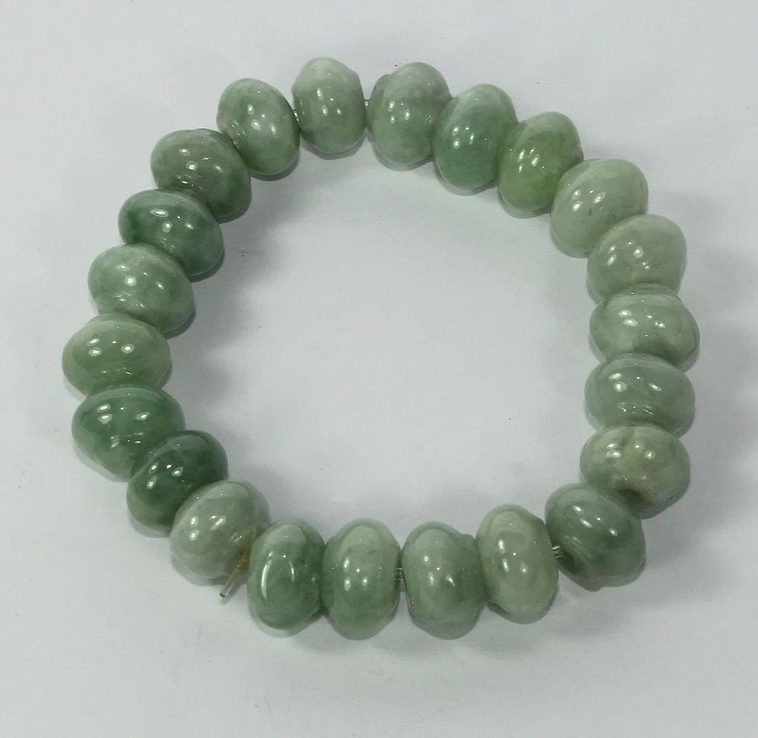 CARVED BEAD BRACELET IN NATURAL JADEITE (1 of 1)