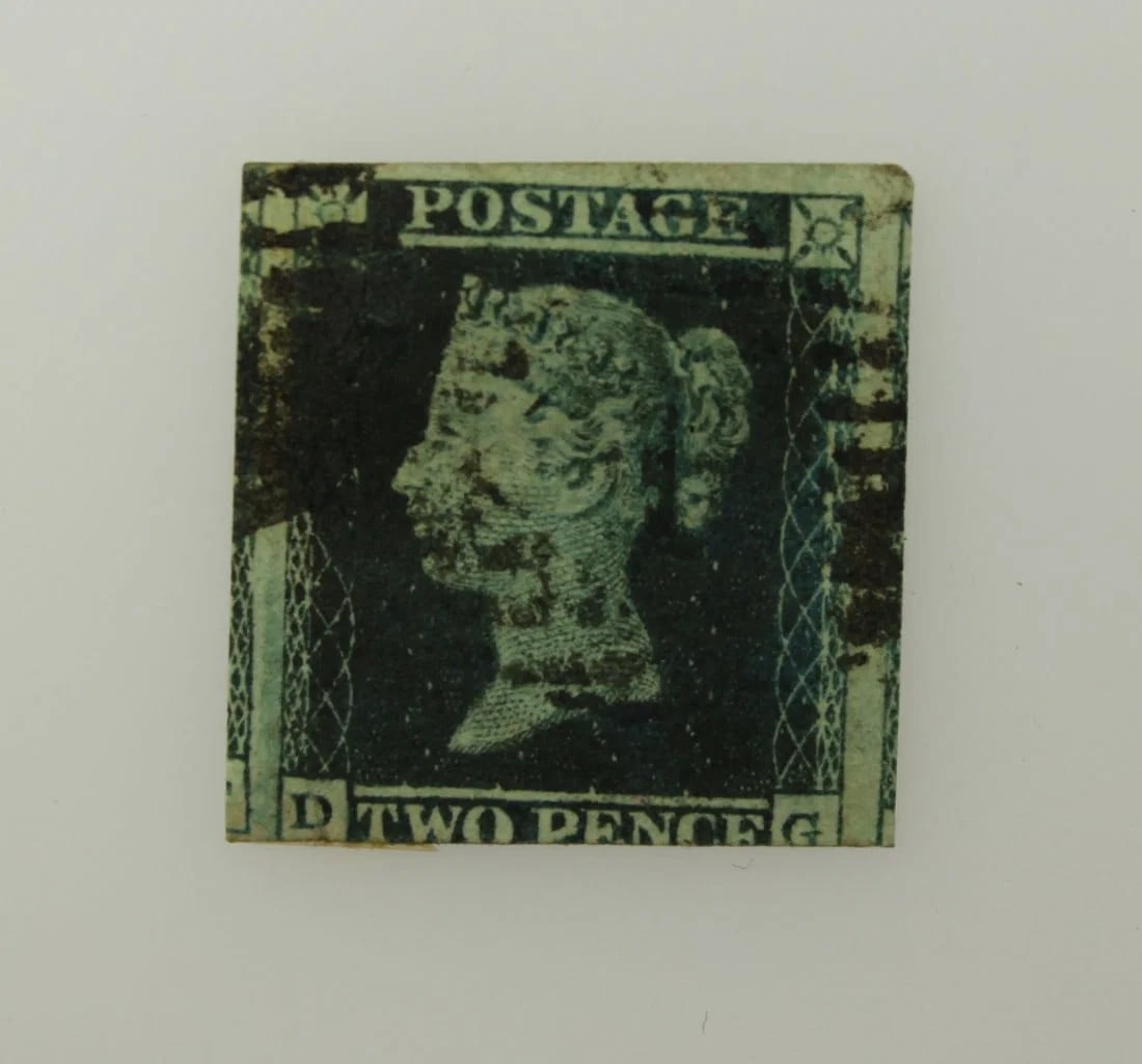 GREAT BRITAIN 1840 TWOPENCE VIOLET BLUE (DG) IVORY HEAD, 3 MARGINS. IMPERF, USED (1 of 2)