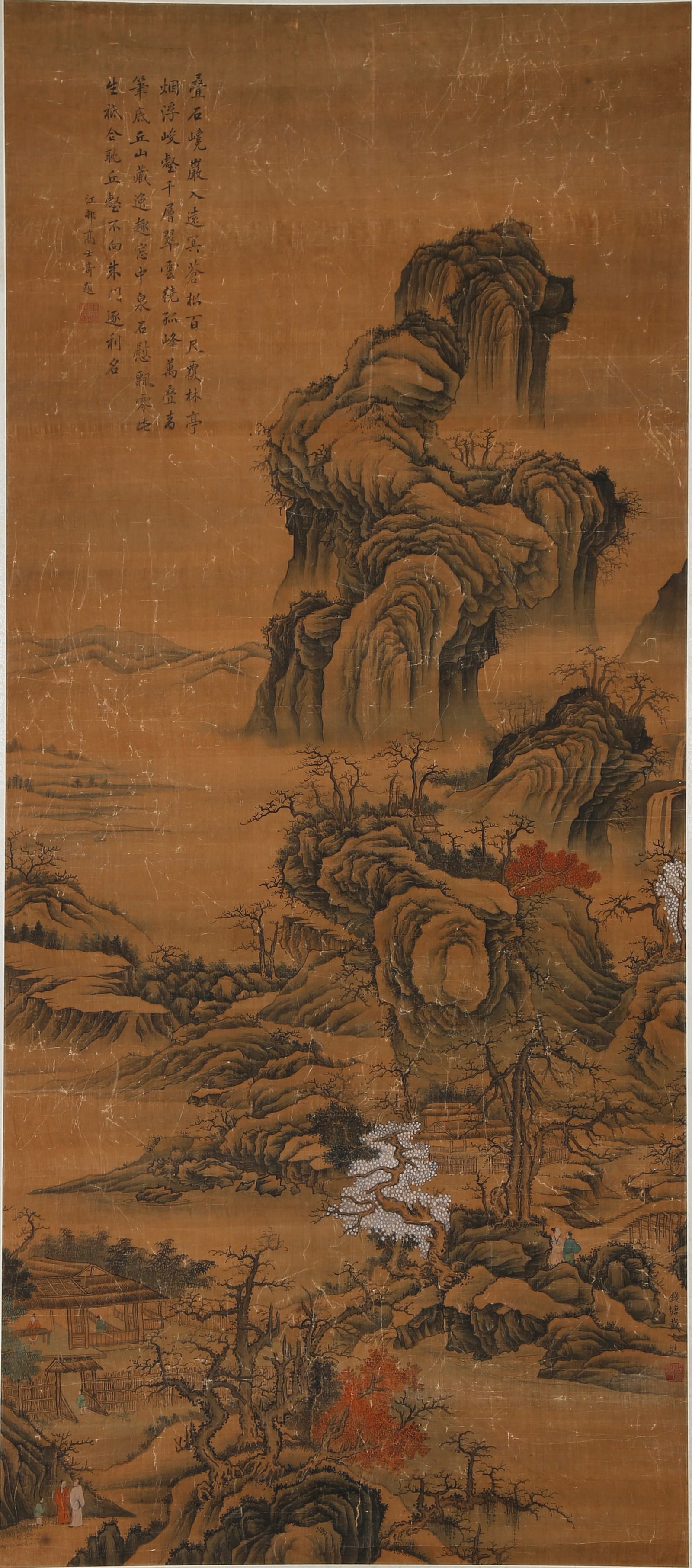 A LANDSCAPE PAINTING ON SILK BY DAI JIN.戴進: Landscape Painting on Silk by Dai Jin.戴進