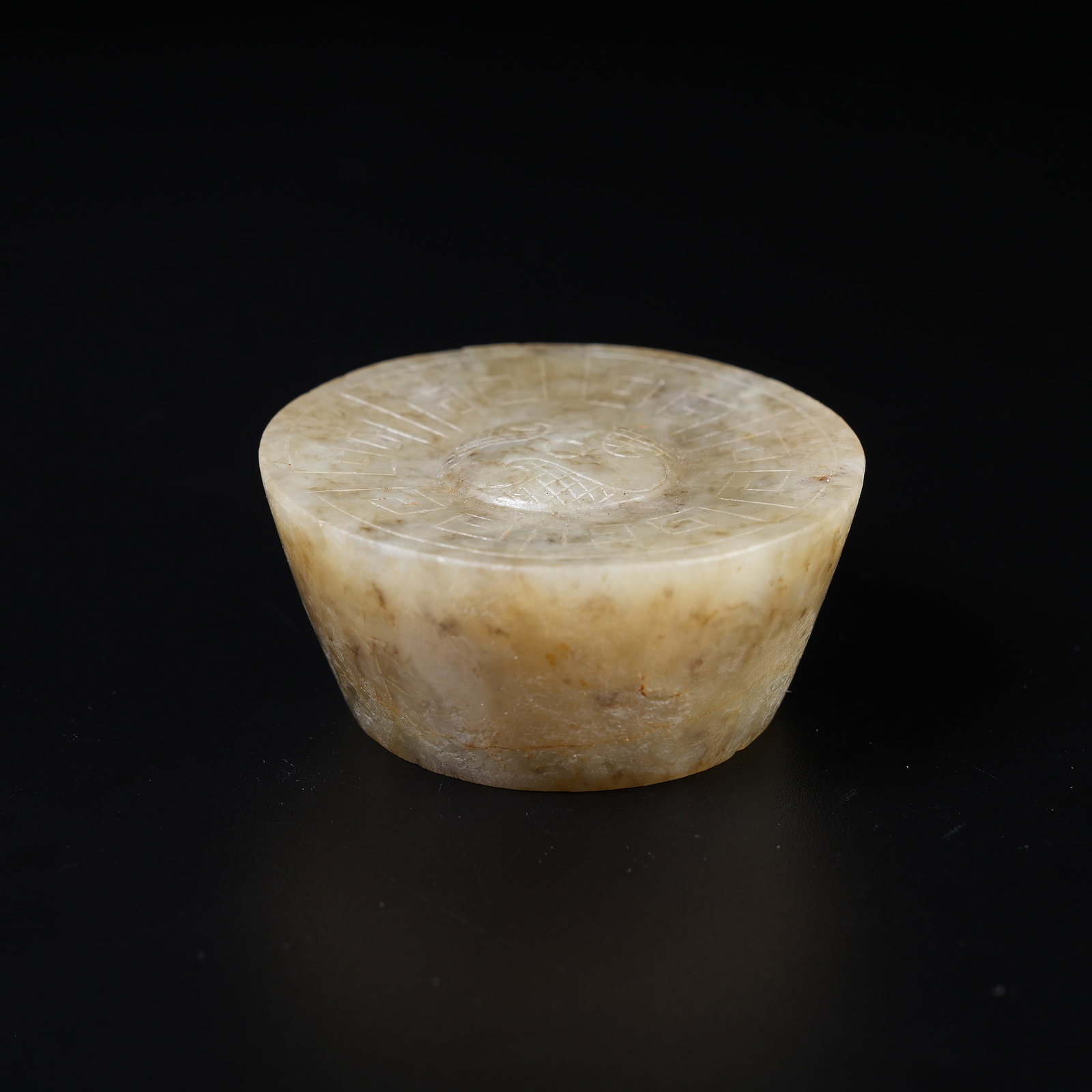 A ANCIENT JADE SWORD POMMEL: Ancient Jade Sword Pommel