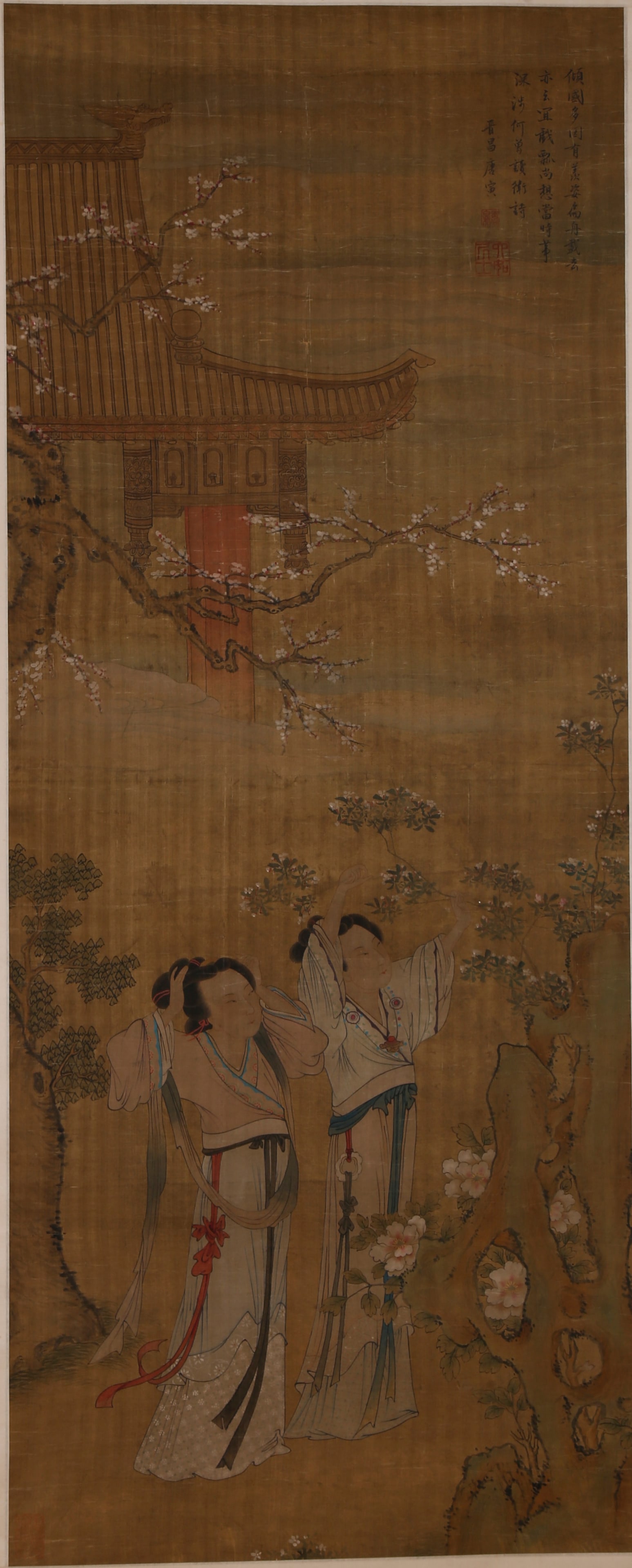 A FIGURE PAINTING ON SILK BY TANG YIN.唐寅: Figure Painting on Silk by Tang Yin.唐寅