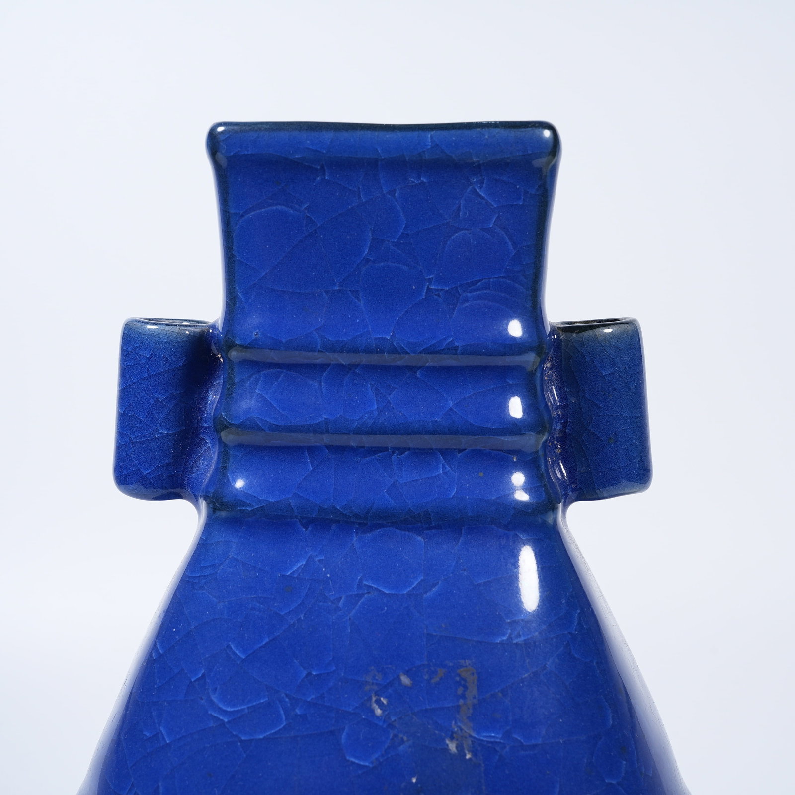 A SACRIFICIAL BLUE GLAZE PIERCED-EAR VASE - 2