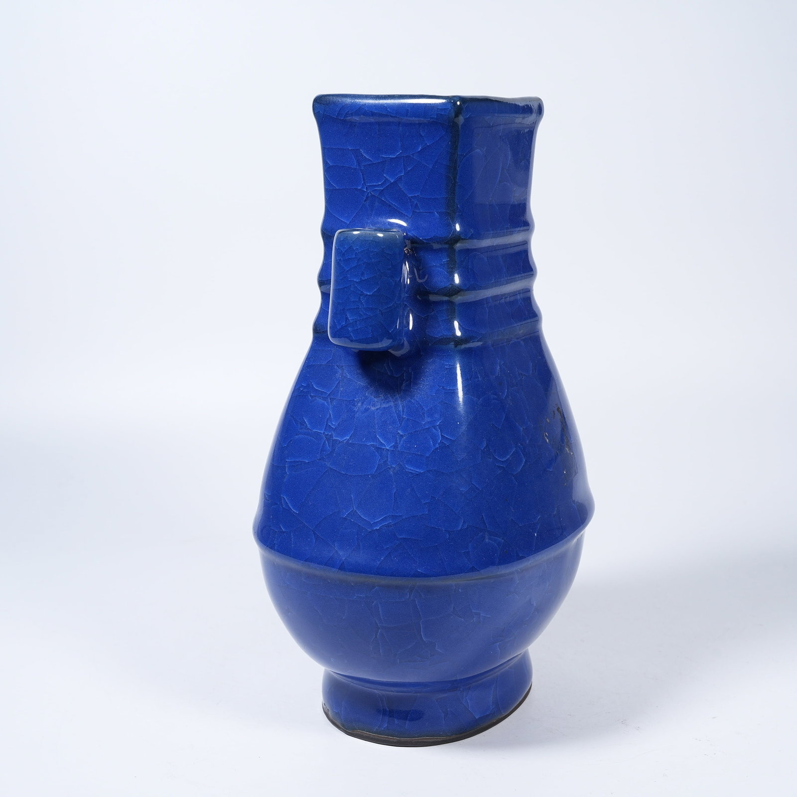 A SACRIFICIAL BLUE GLAZE PIERCED-EAR VASE - 5