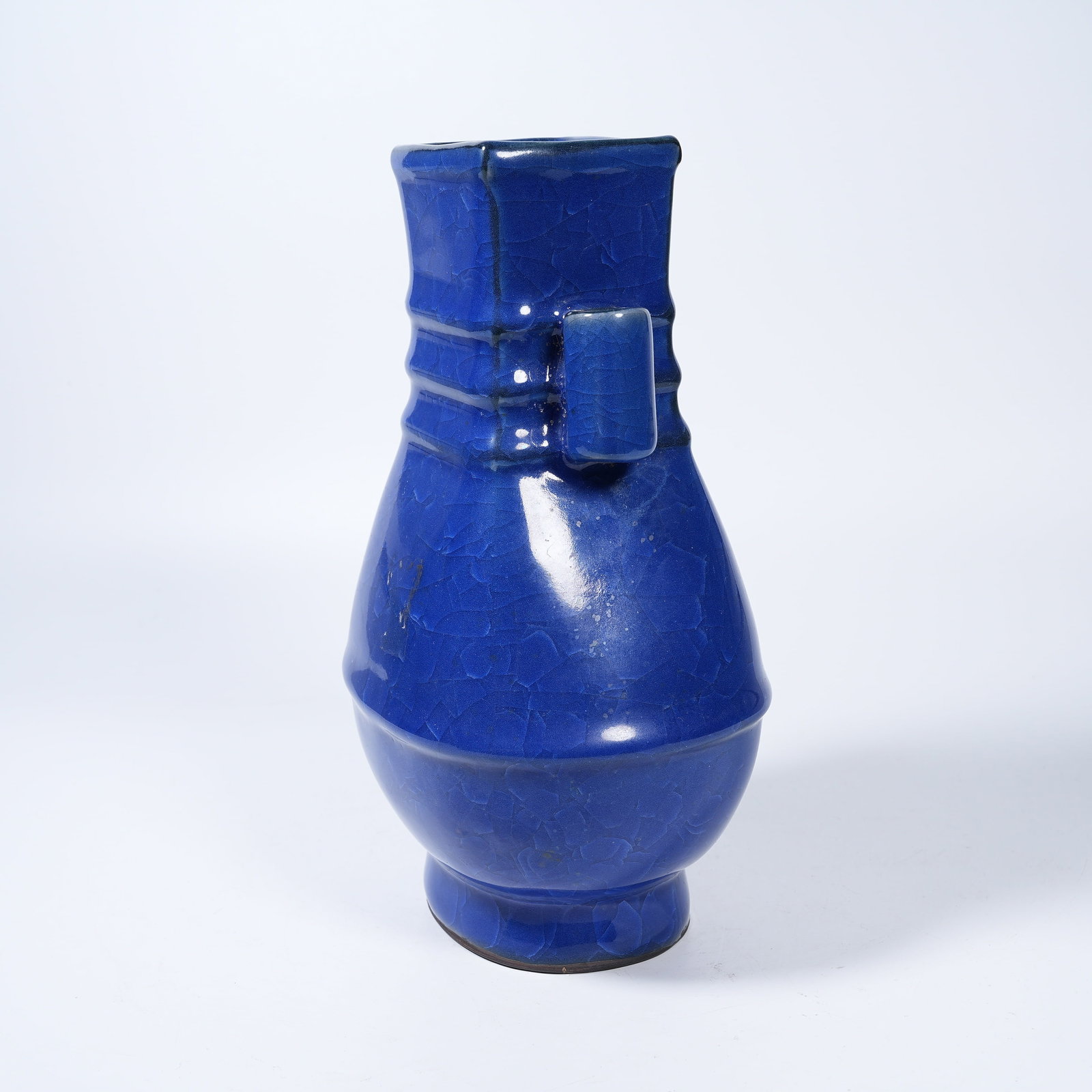 A SACRIFICIAL BLUE GLAZE PIERCED-EAR VASE - 6