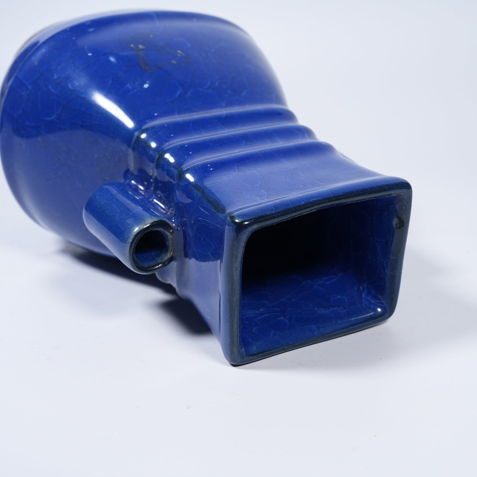 A SACRIFICIAL BLUE GLAZE PIERCED-EAR VASE - 8