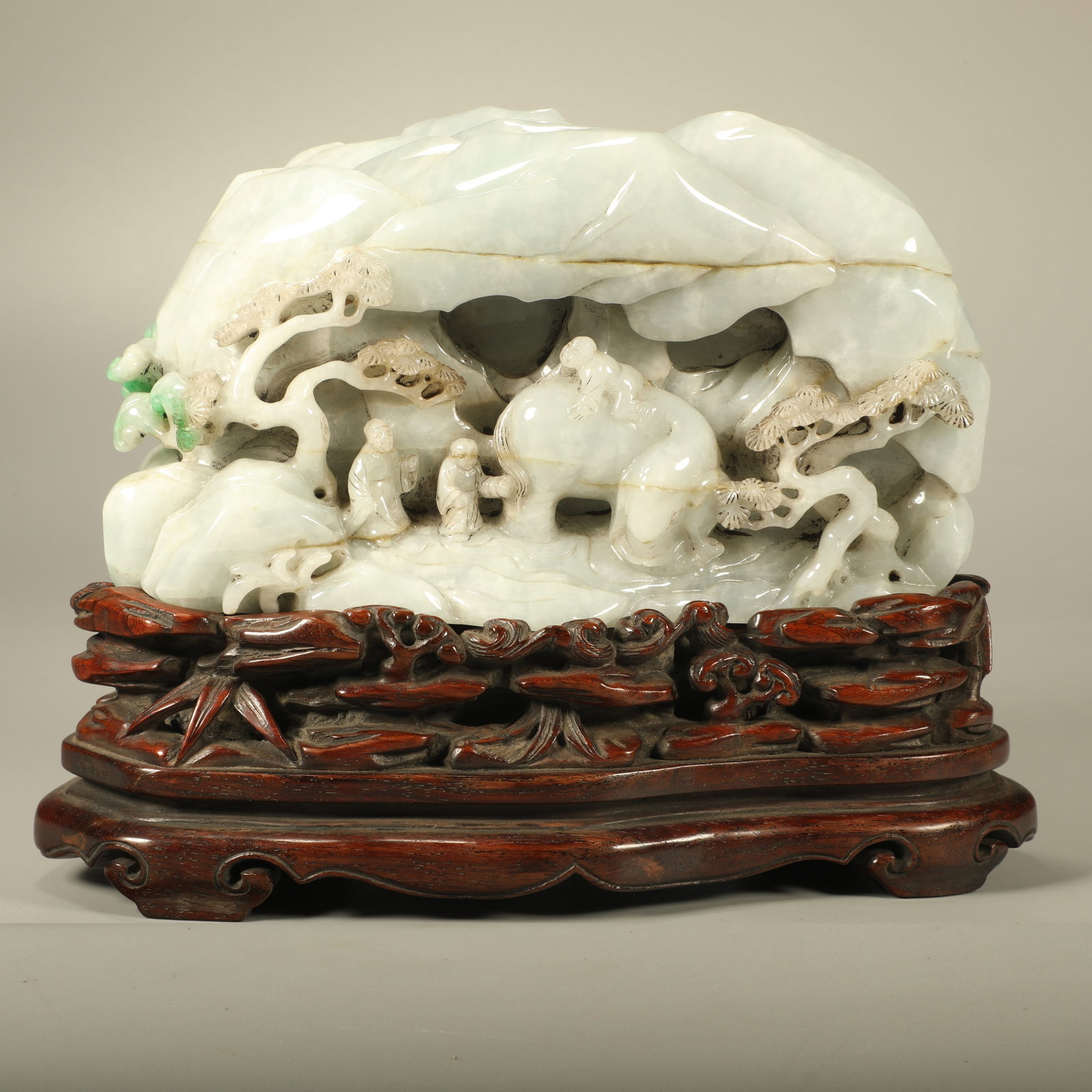 A JADEITE ORNAMENT CARVED WITH LANDSCAPE AND FIGURES (1 of 7)