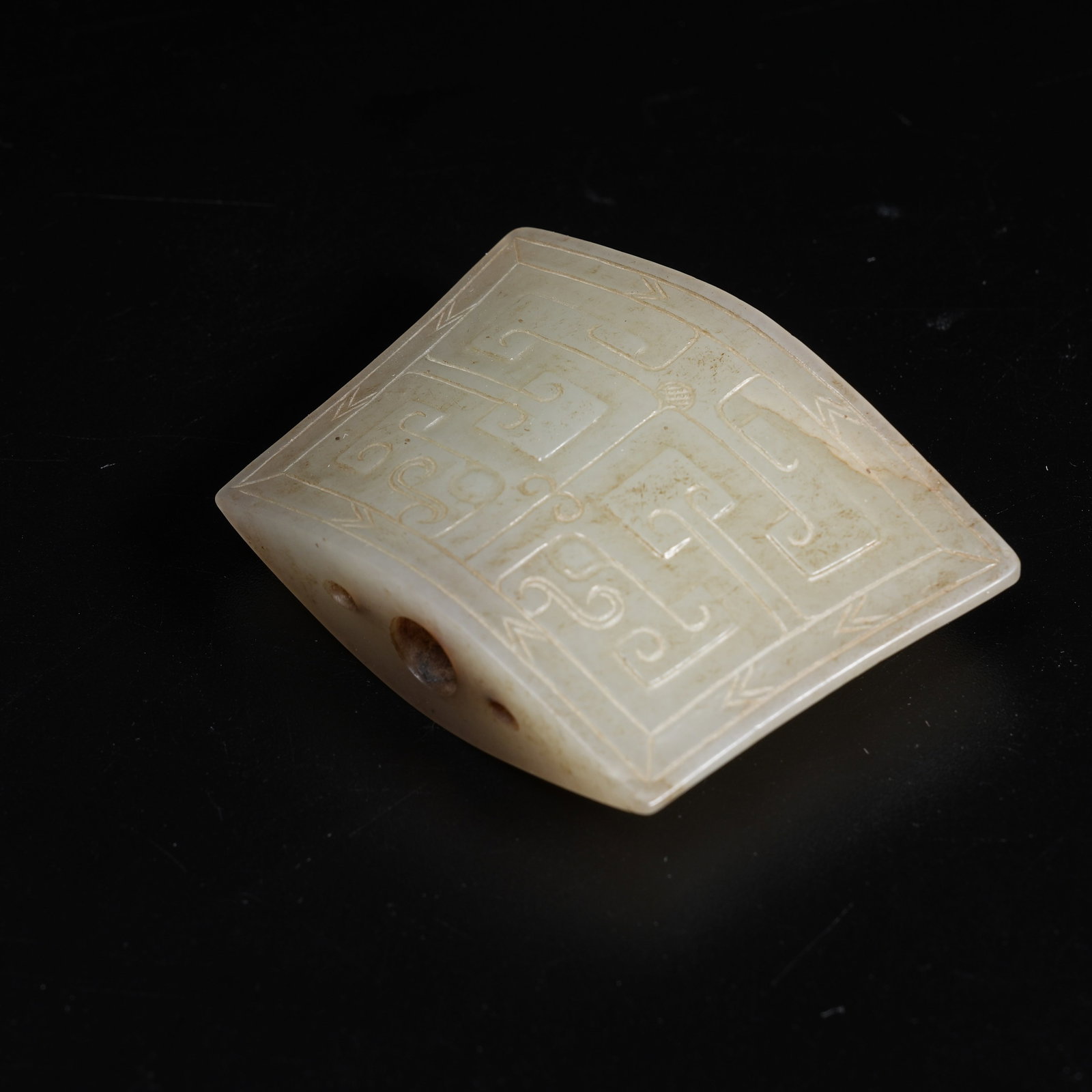 A ANCIENT JADE SWORD POMMEL: Ancient Jade Sword Pommel