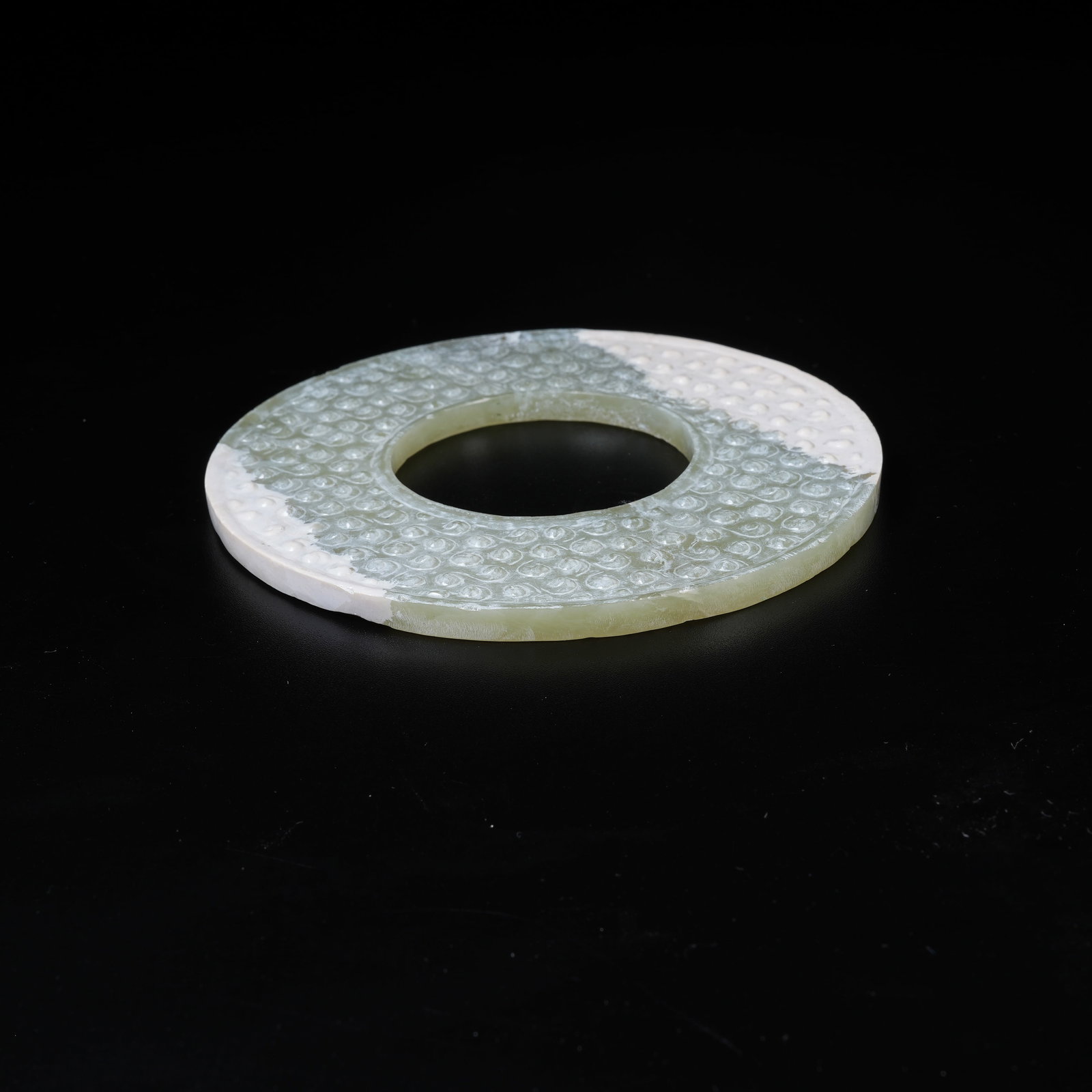 A ANCIENT JADE BI DISC WITH HOOKED CLOUD PATTERN - 5