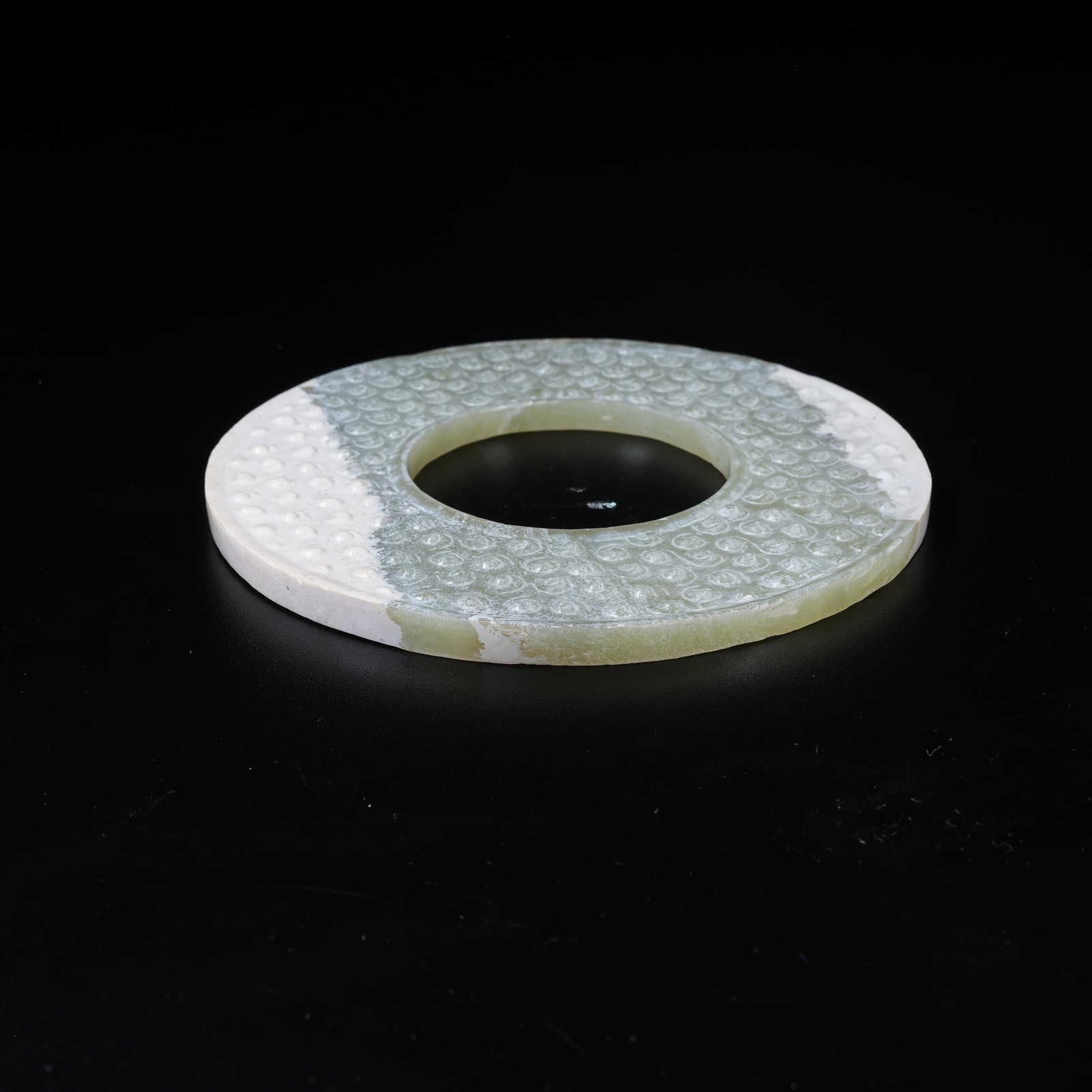 A ANCIENT JADE BI DISC WITH HOOKED CLOUD PATTERN - 7
