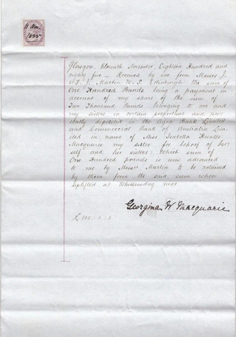 AUSTRALIA/SCOTLAND LOAN DOCUMENTS FOR MISSES MACQUARIE (3 ITEMS) (1 of 3)