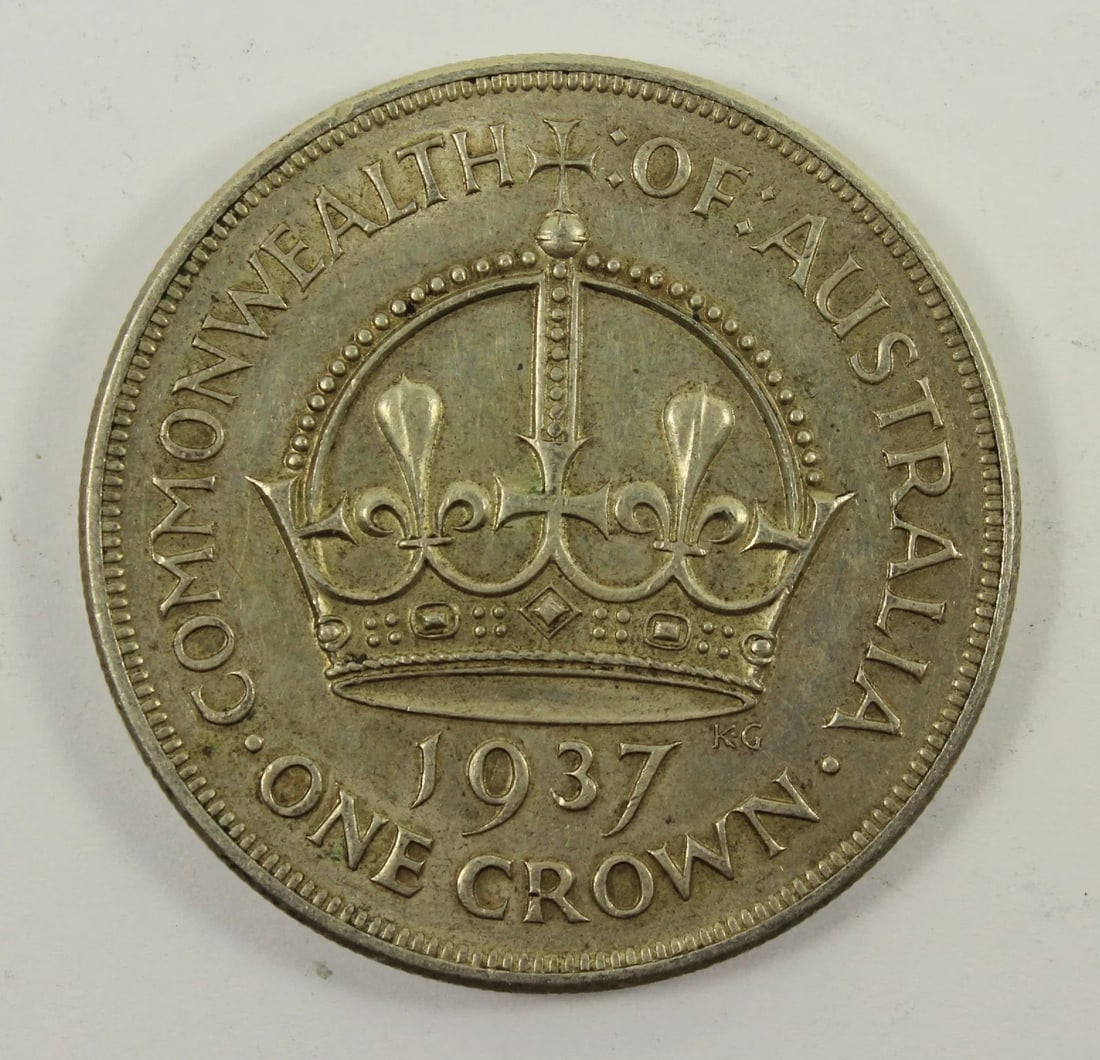AUSTRALIA 1937 CROWN, ABOUT UNCIRCULATED: Australia 1937 Crown, about Uncirculated