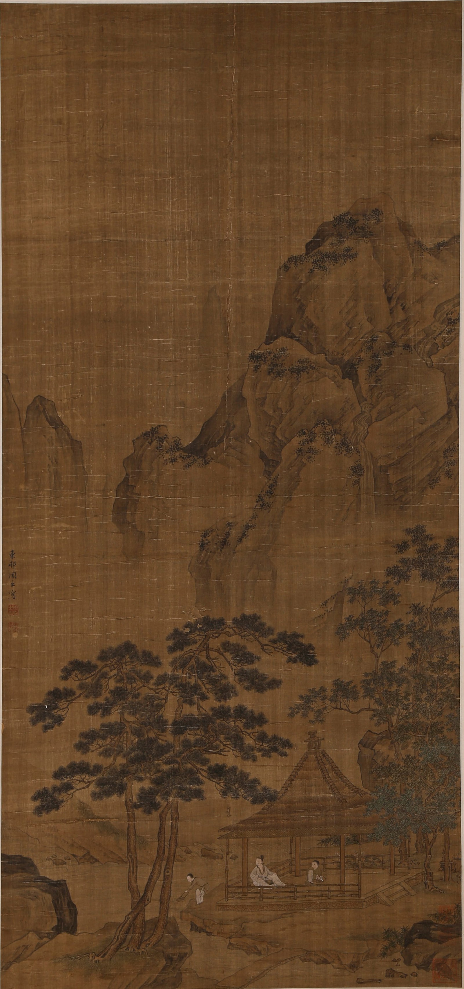 A LANDSCAPE PAINTING ON SILK BY ZHOU CHEN.周臣 (1 of 10)