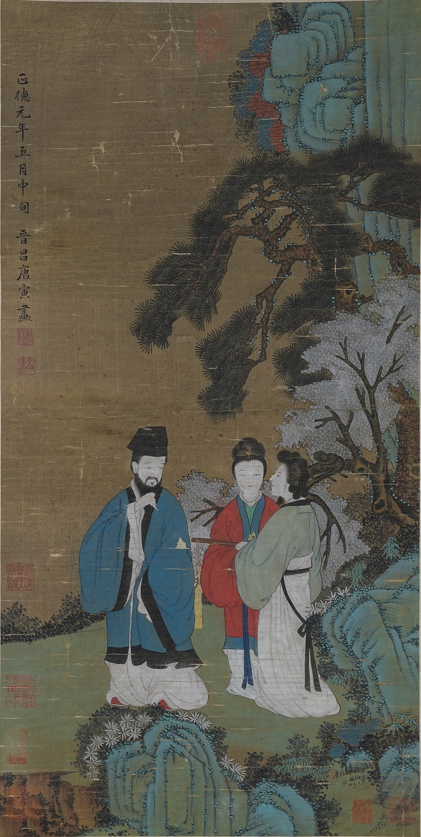 A NARRATIVE FIGURE PAINTING ON SILK BY TANG YIN.唐寅 (1 of 8)