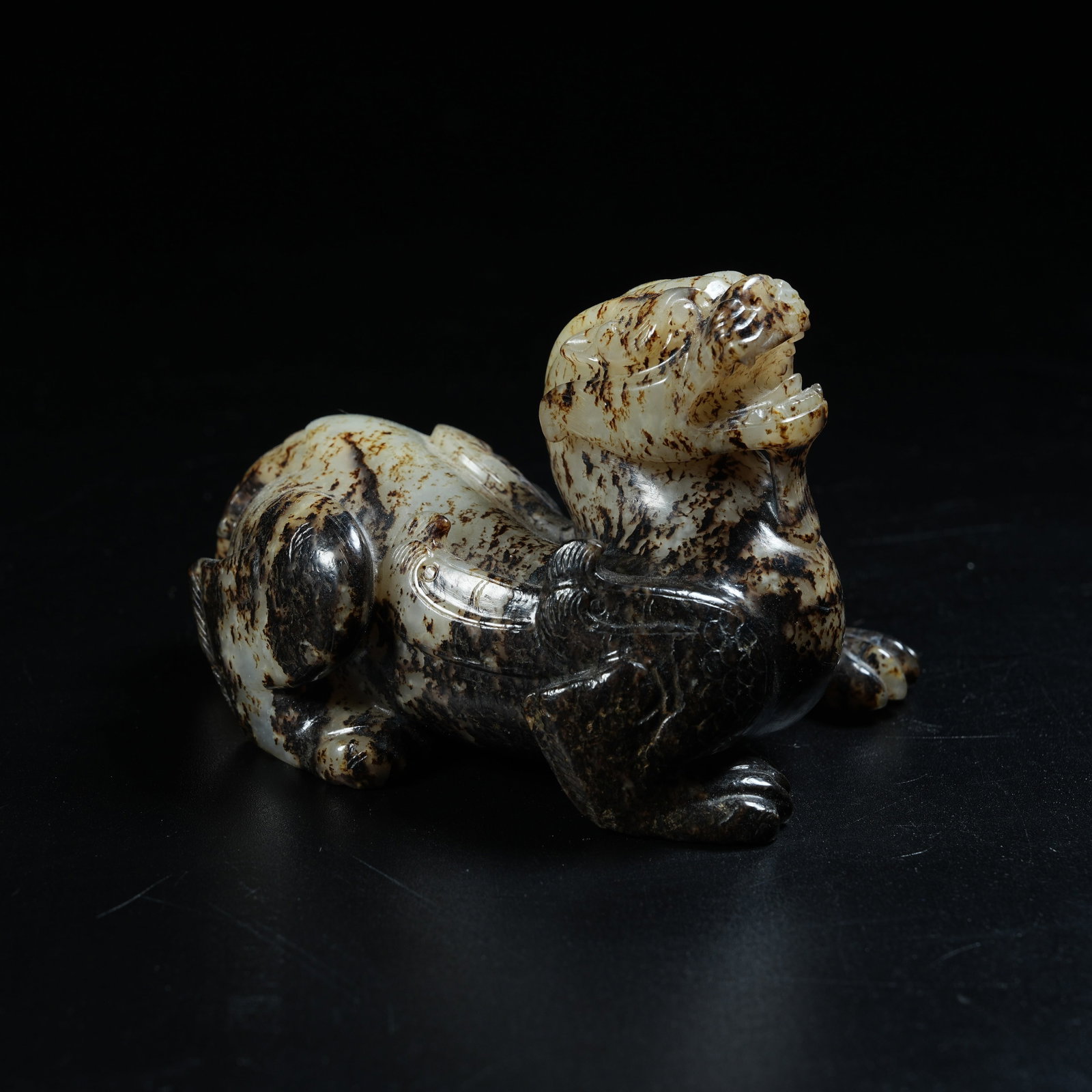A ANCIENT JADE EVIL-WARDING BEAST: Ancient Jade Evil-warding Beast