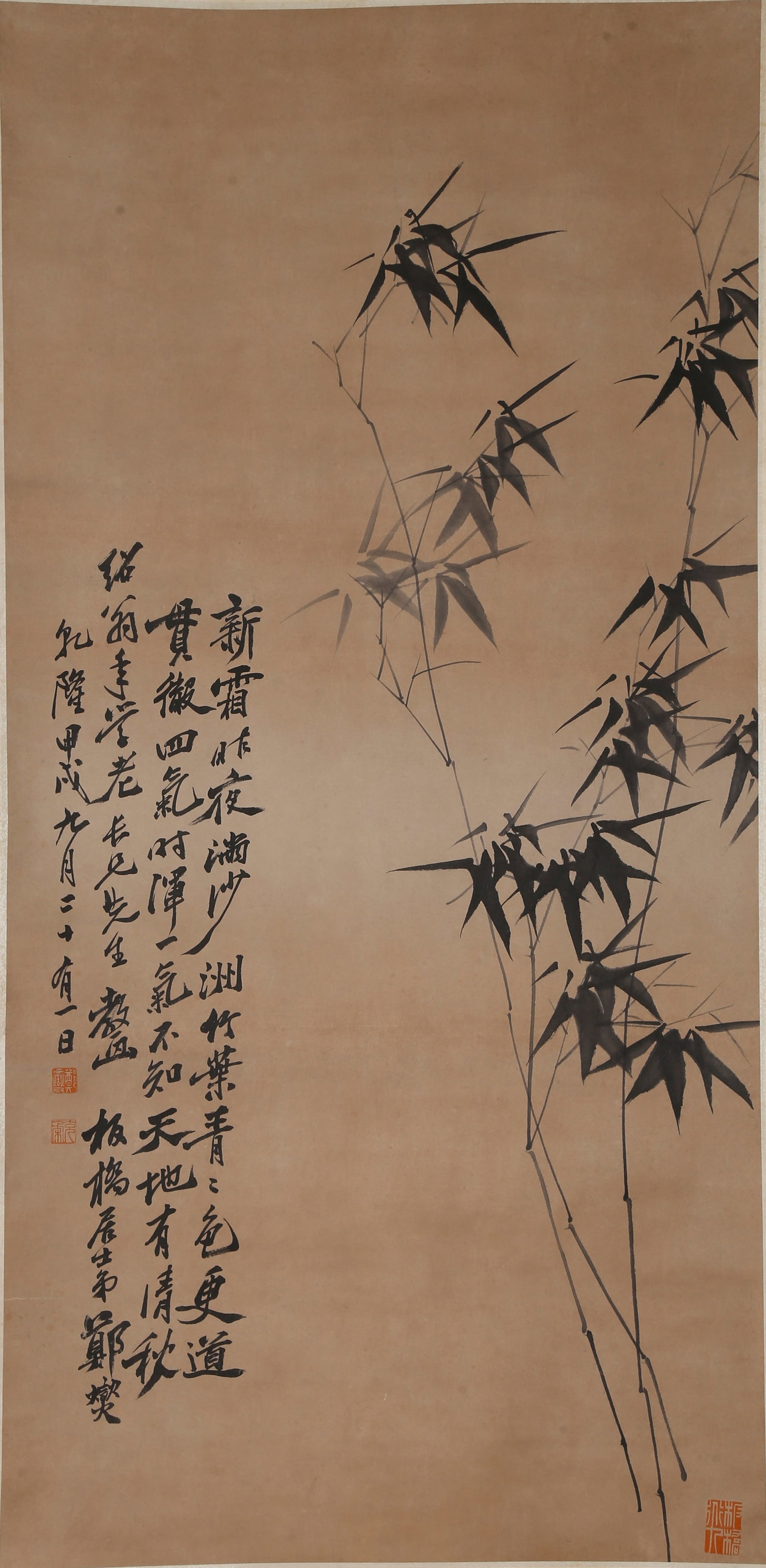 A INK BAMBOO PAINTING ON PAPER BY ZHENG BANQIAO.鄭板橋: Ink Bamboo Painting on Paper by Zheng Banqiao.鄭板橋