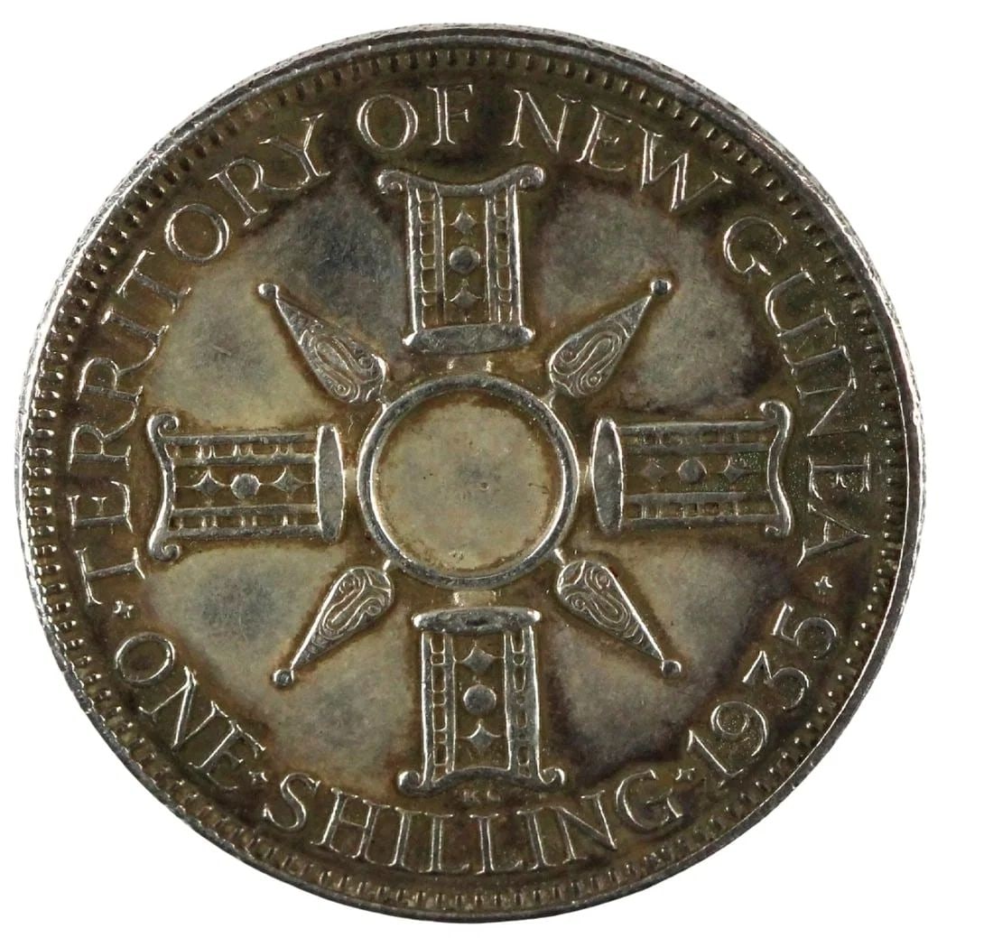 NEW GUINEA (AUSTRALIAN MANDATED TERRITORY) 1935 'MINT ERROR' SHILLING, EXTREMELY FINE DETAILS (1 of 2)