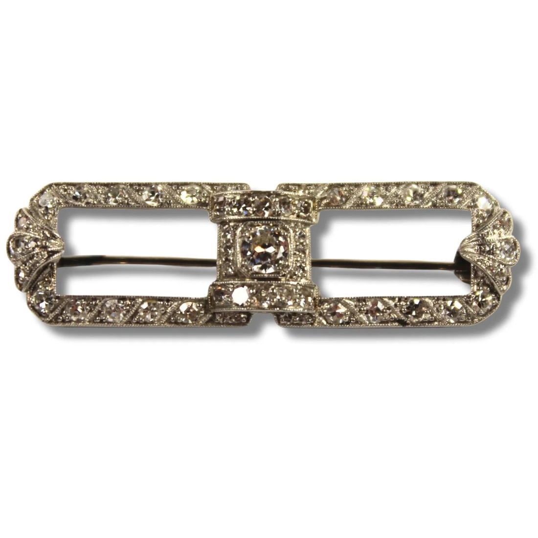 ART DECO DIAMOND & PLATINUM BROOCH: Art Deco Diamond & Platinum Brooch