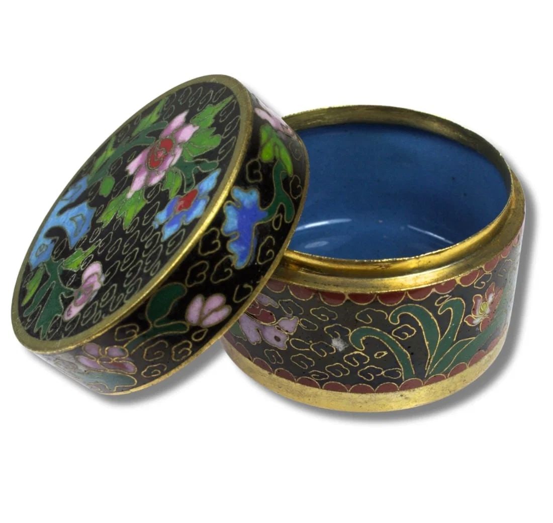 CHINESE CLOISONNE CYLINDER BOX WITH LID (1 of 4)