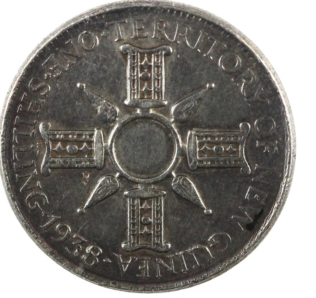 NEW GUINEA (AUSTRALIAN MANDATED TERRITORY) 1938 'MINT ERROR' SHILLING, EXTREMELY FINE DETAILS (1 of 2)