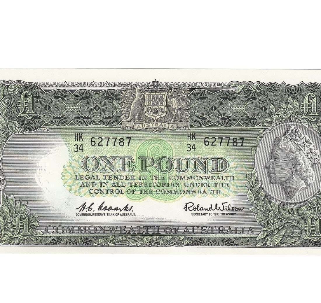 AUSTRALIA 'COOMBS - WILSON' ELIZABETH II 'RESERVE' ?1 (1961), UNCIRCULATED OPQ: Australia 'Coombs - Wilson' Elizabeth II 'Reserve' ?1 (1961), Uncirculated OPQ
