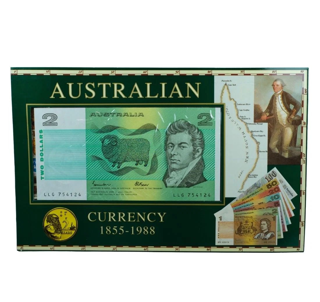 AUSTRALIA 1988 NPA SOUVENIR FOLDER OF THE LAST $2 NOTE & FIRST $2 COIN, UNCIRCULATED: Australia 1988 NPA Souvenir Folder of the Last $2 Note & First $2 Coin, Uncirculated
