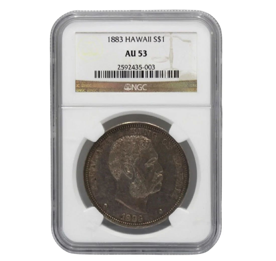 HAWAII (U.S.A.) 1883 SILVER (900) DOLLAR, NGC AU53: Hawaii (U.S.A.) 1883 Silver (900) Dollar, NGC AU53