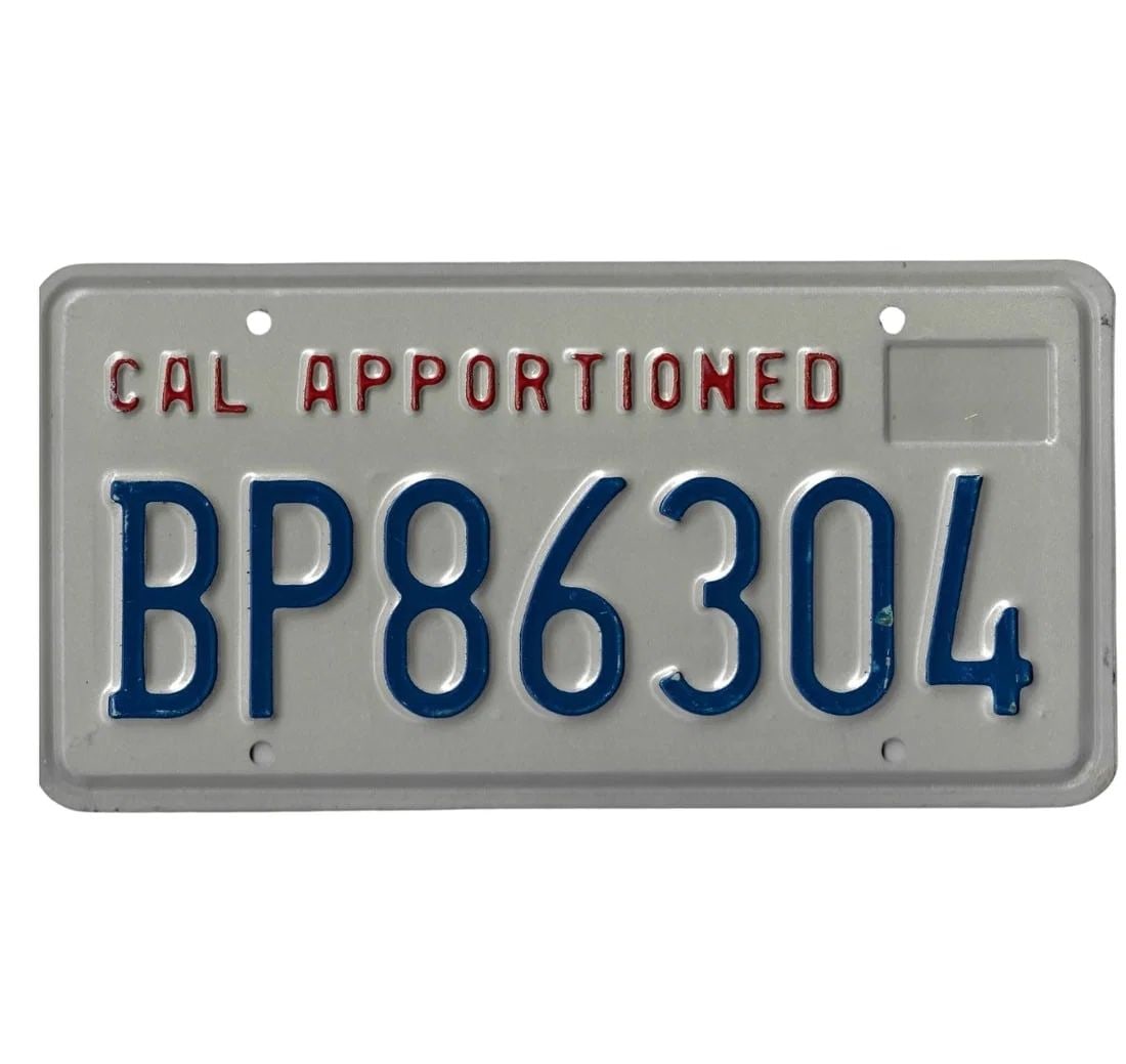 U.S.A. CAL(IFORNIA) 'APPORTIONED' CAR NUMBER PLATE, EXTREMELY FINE: U.S.A. Cal(ifornia) 'Apportioned' Car Number Plate, Extremely Fine
