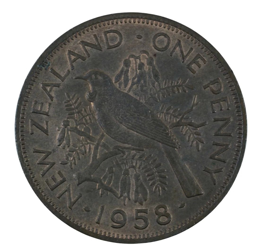 NEW ZEALAND 1958 PENNY, CHOICE UNCIRCULATED (1 of 2)