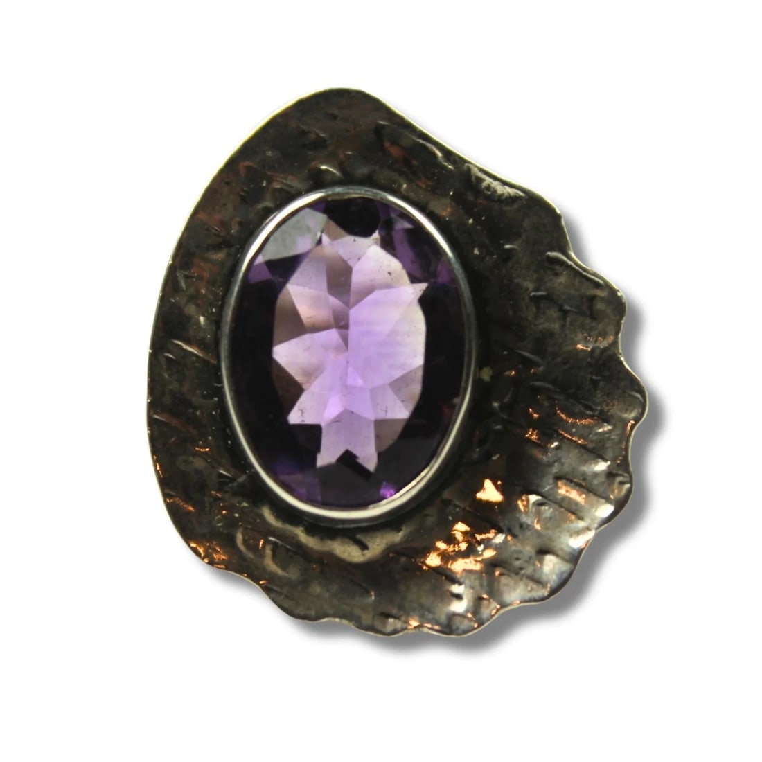 RICH PURPLE AMETHYST SET IN A BESPOKE HAND BEADED STERLING (925) SILVER RING: Rich Purple Amethyst set in a bespoke Hand Beaded Sterling (925) Silver Ring
