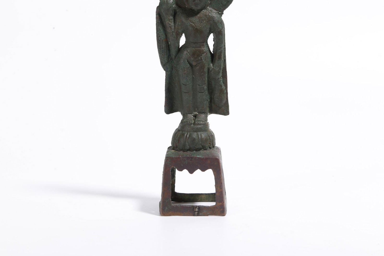 A BRONZE STANDING BUDDHA STATUE - 3