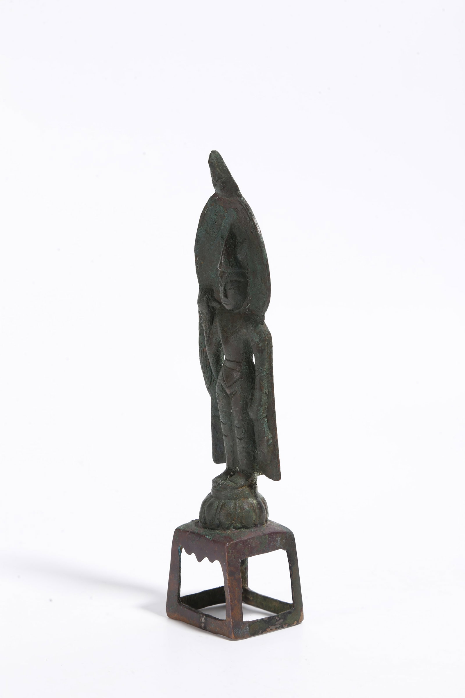 A BRONZE STANDING BUDDHA STATUE - 4