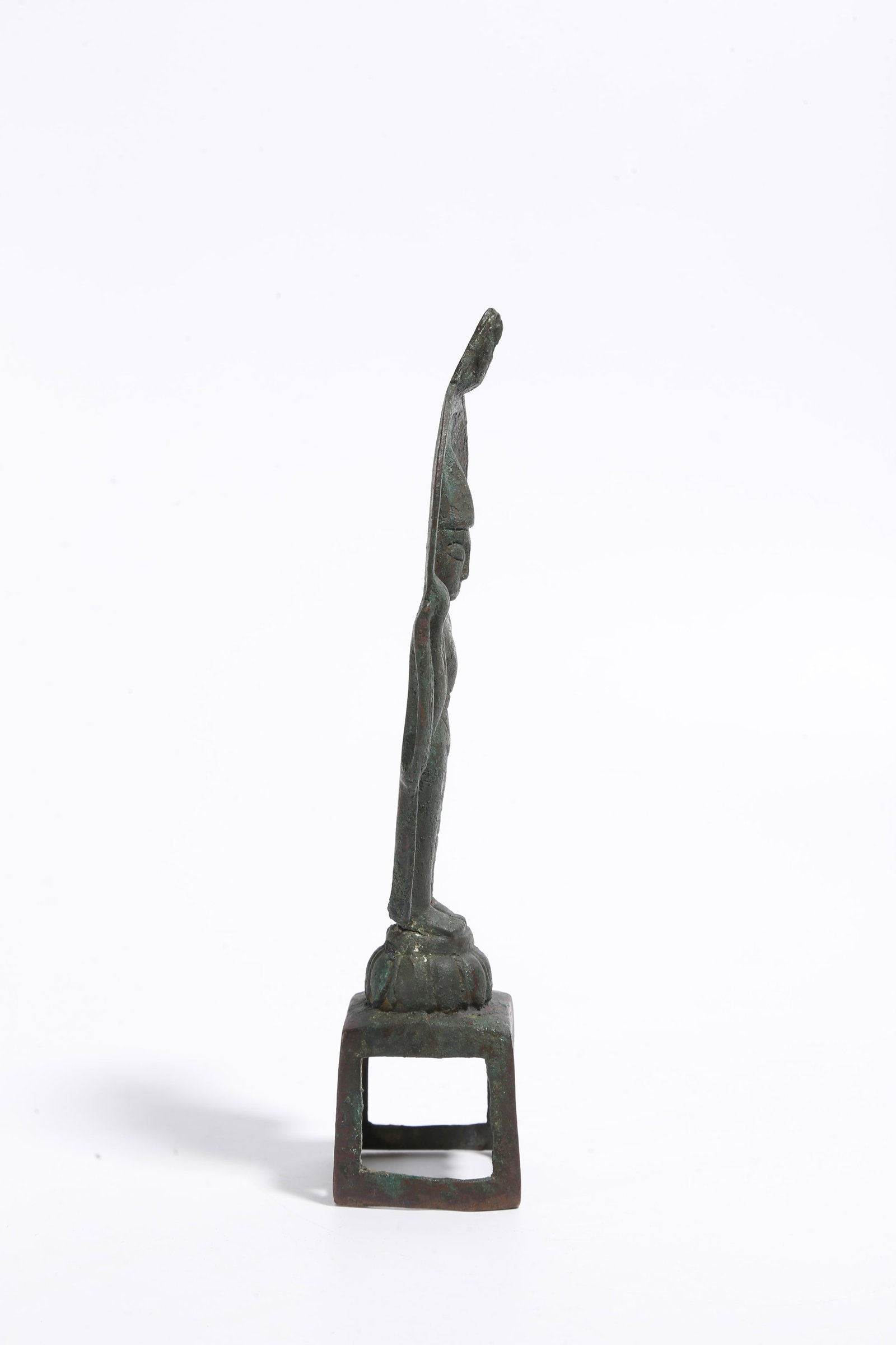 A BRONZE STANDING BUDDHA STATUE - 8