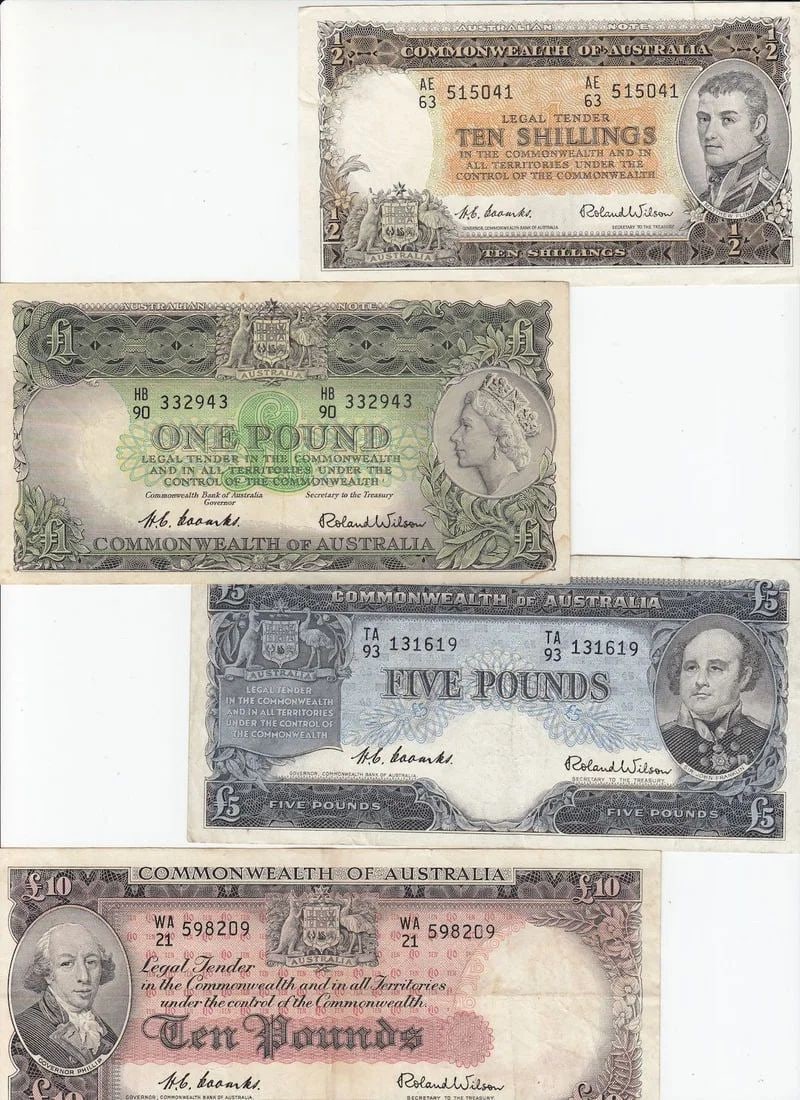 AUSTRALIA 'COOMBS - WILSON' COMMONWEALTH 10/-, ?1, ?5 & ?10 (1953-4), GOOD VERY FINE (1 of 2)