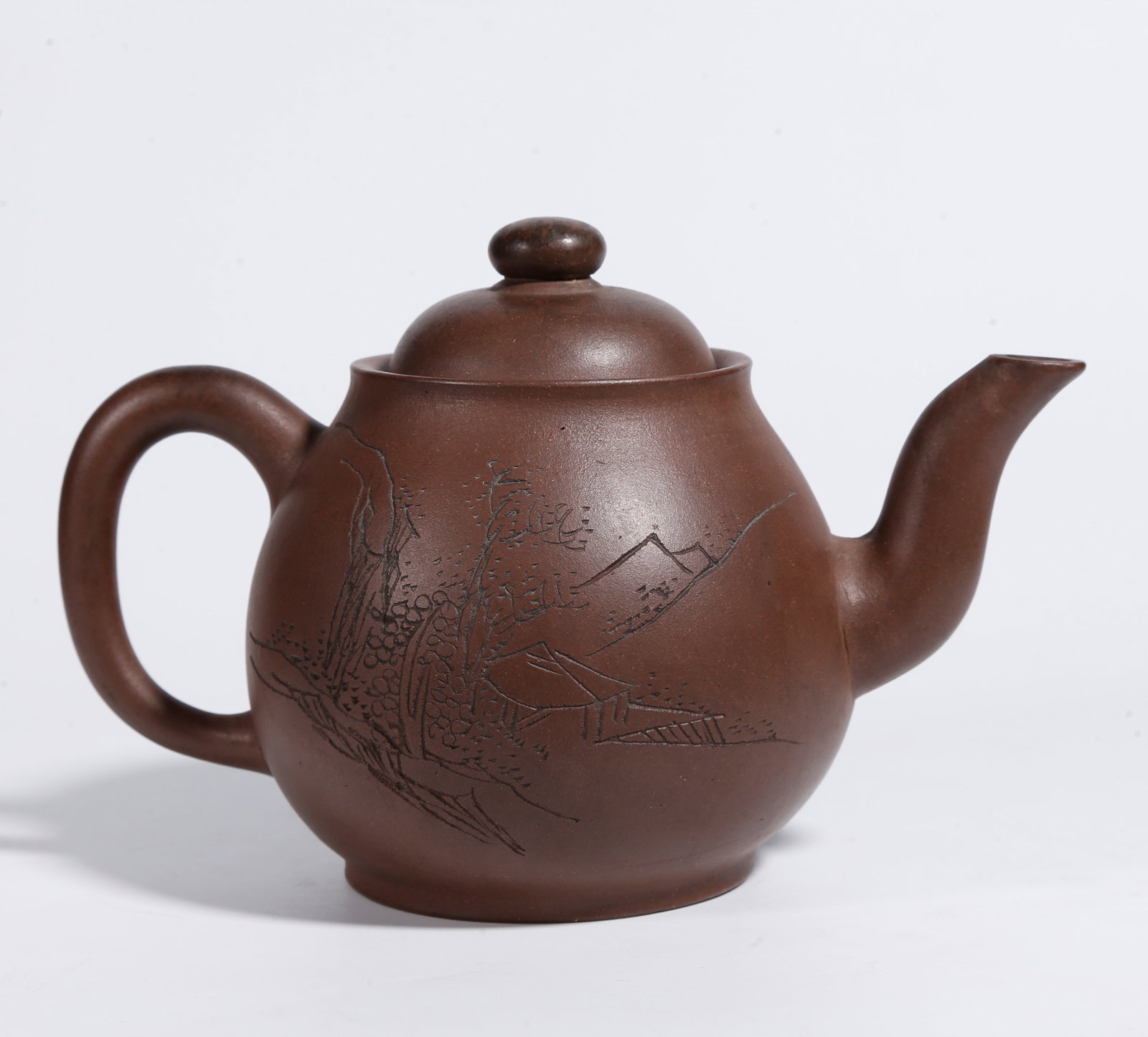 A YIXING CLAY EWER WITH LANDSCAPE PATTERN (1 of 8)