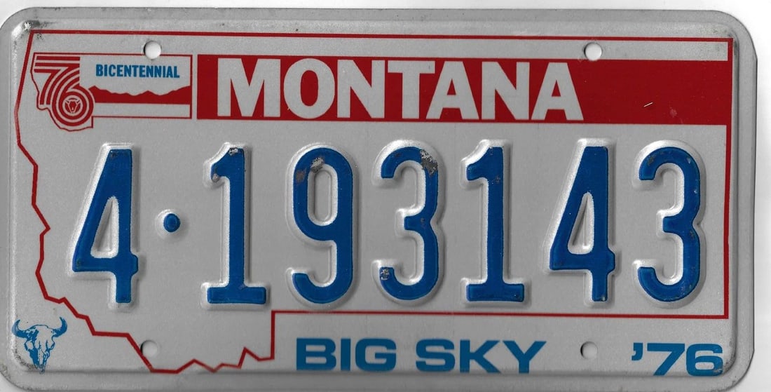 U.S.A. MONTANA 'BI-CENTENNIAL' CAR NUMBER PLATE, (19)76, EXTREMELY FINE: U.S.A. Montana 'Bi-Centennial' Car Number Plate, (19)76, Extremely Fine