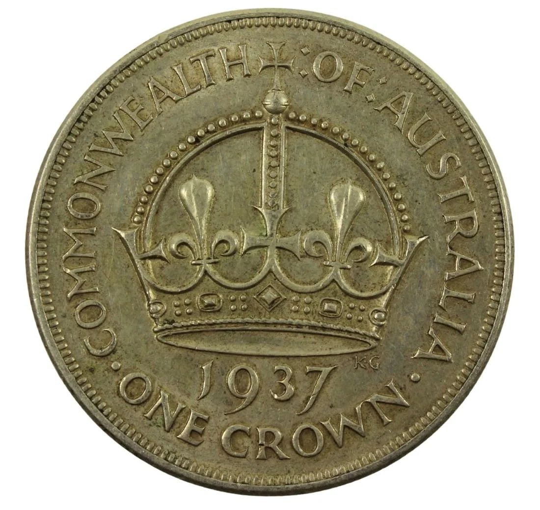 AUSTRALIA 1937 CROWN, ABOUT UNCIRCULATED: Australia 1937 Crown, about Uncirculated
